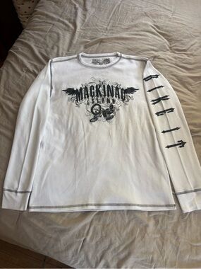 Mackinaw White Long-Sleeve Graphic Tee Y2K